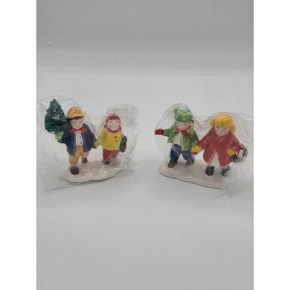 Dept 56 Snow Village Through the Woods #5172-1 Vintage Ceramic 2pc Figurine Set